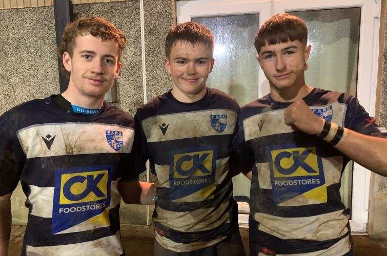 Pembrokeshire try scorers Ollie Thompson, Daf Williams and Iestyn Robb